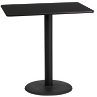Flash Furniture XU-BLKTB-2442-TR24B-GG 42" Rectangular Black Laminate Table Top with 24" Bar Height Table Base